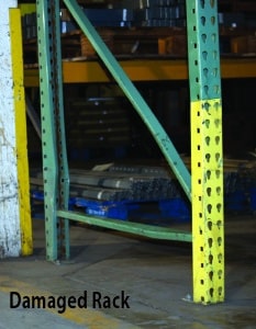 damaged pallet rack needing rack repair
