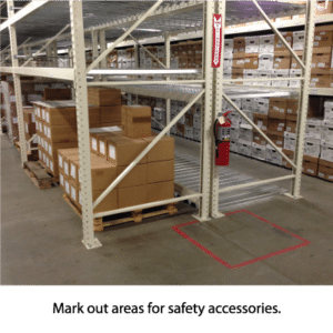 Mark out areas for safety accessories.
