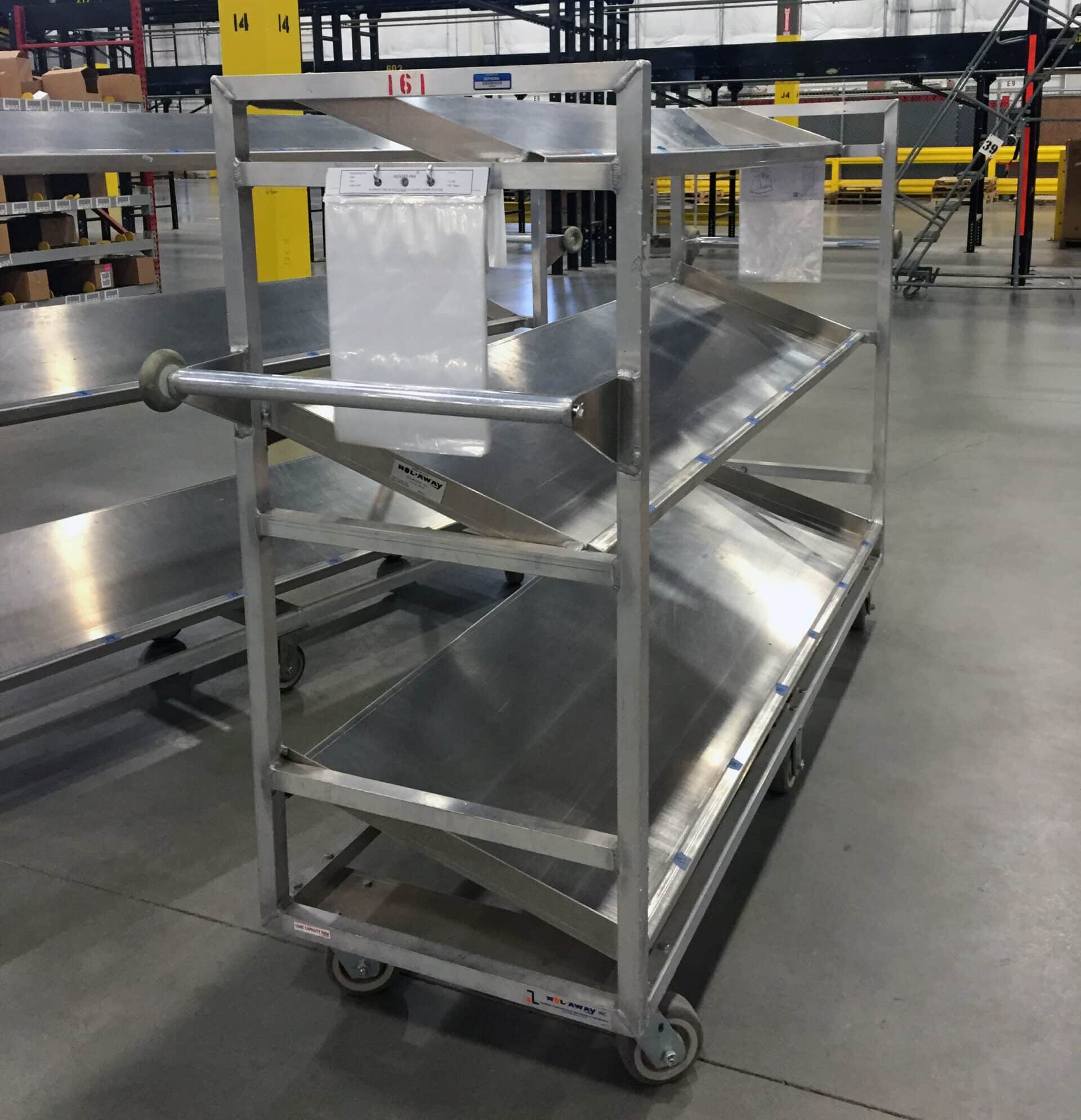 Empty Picking Cart with Slanted Shelves Side View