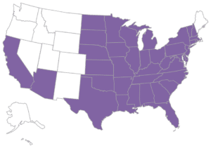 Coverage map of where REB completed jobs for the customer.