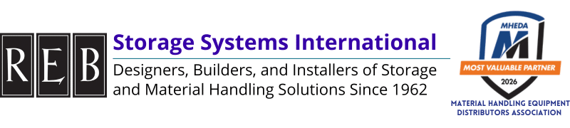 REB Storage Systems International Logo with MHEDA MVP Award for 2026