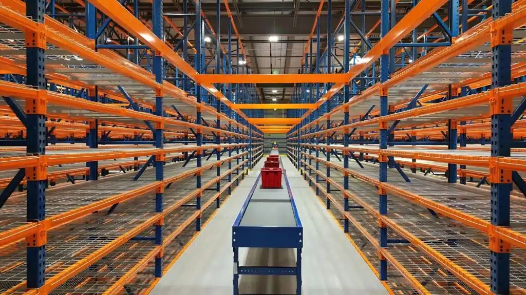 Conveyor in a catwalk racking system