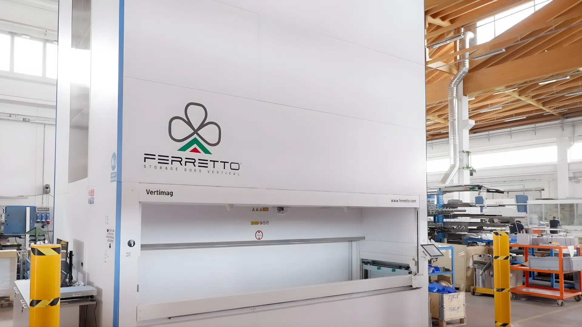 Front view of a vertical lift module (VLM)