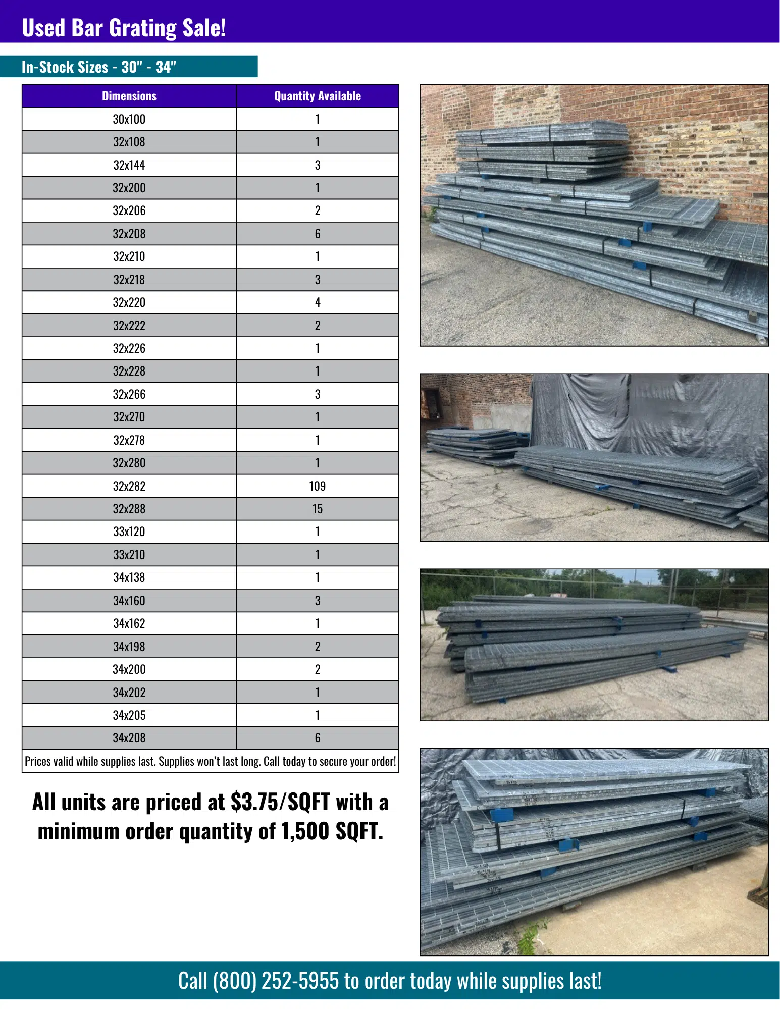 REB Used Bar Grating 1 Flyer listing used bar grating that is on sale