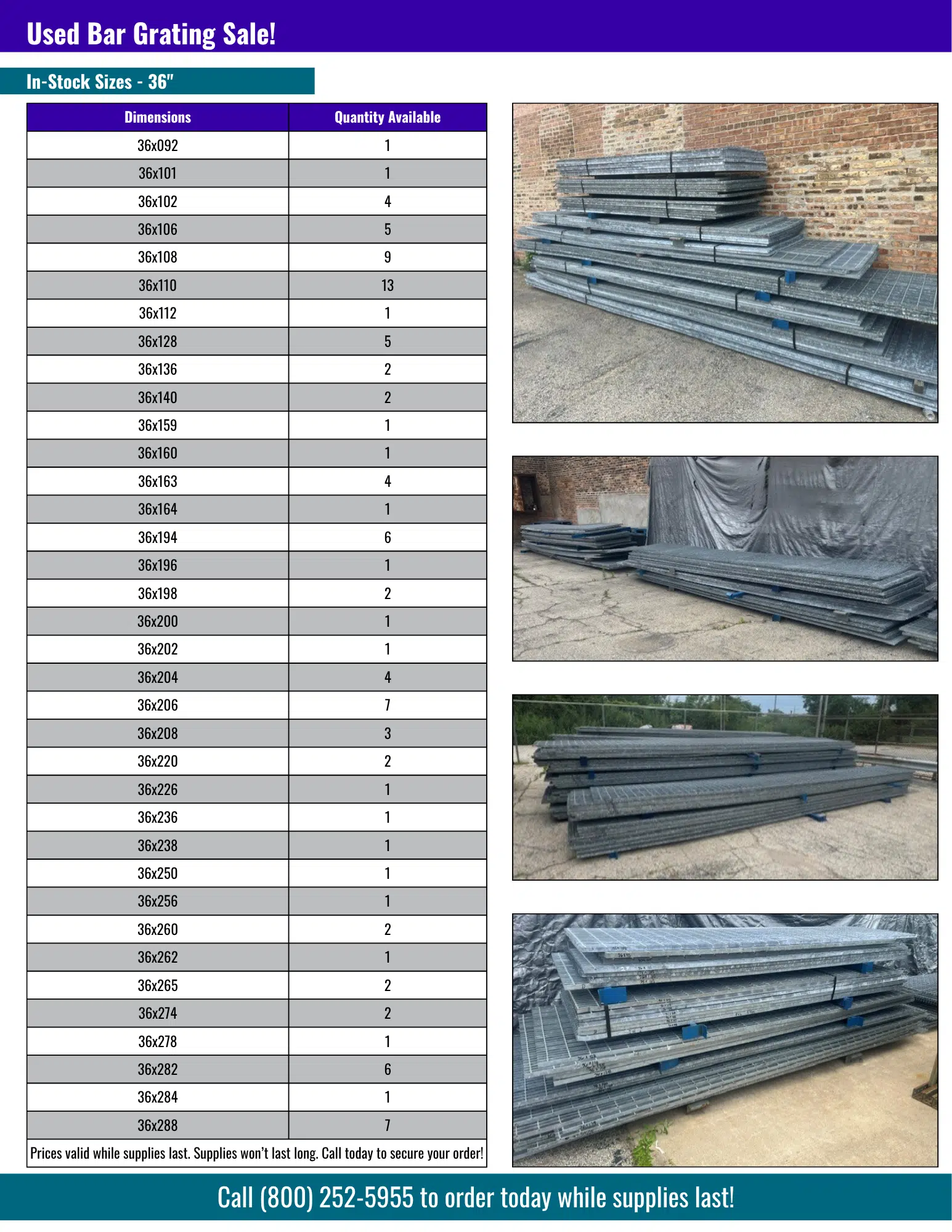 REB Used Bar Grating 2 Flyer listing used bar grating that is on sale