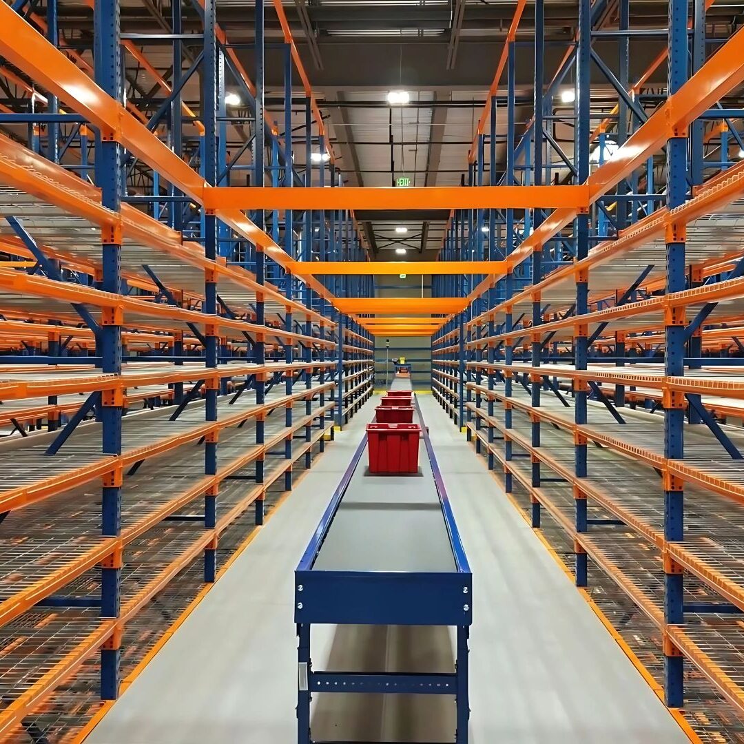 Conveyor in a catwalk racking system