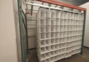 Bay of speedcell racking in a retail backroom