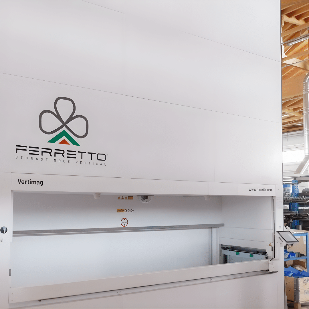 Front view of a vertical lift module (VLM)